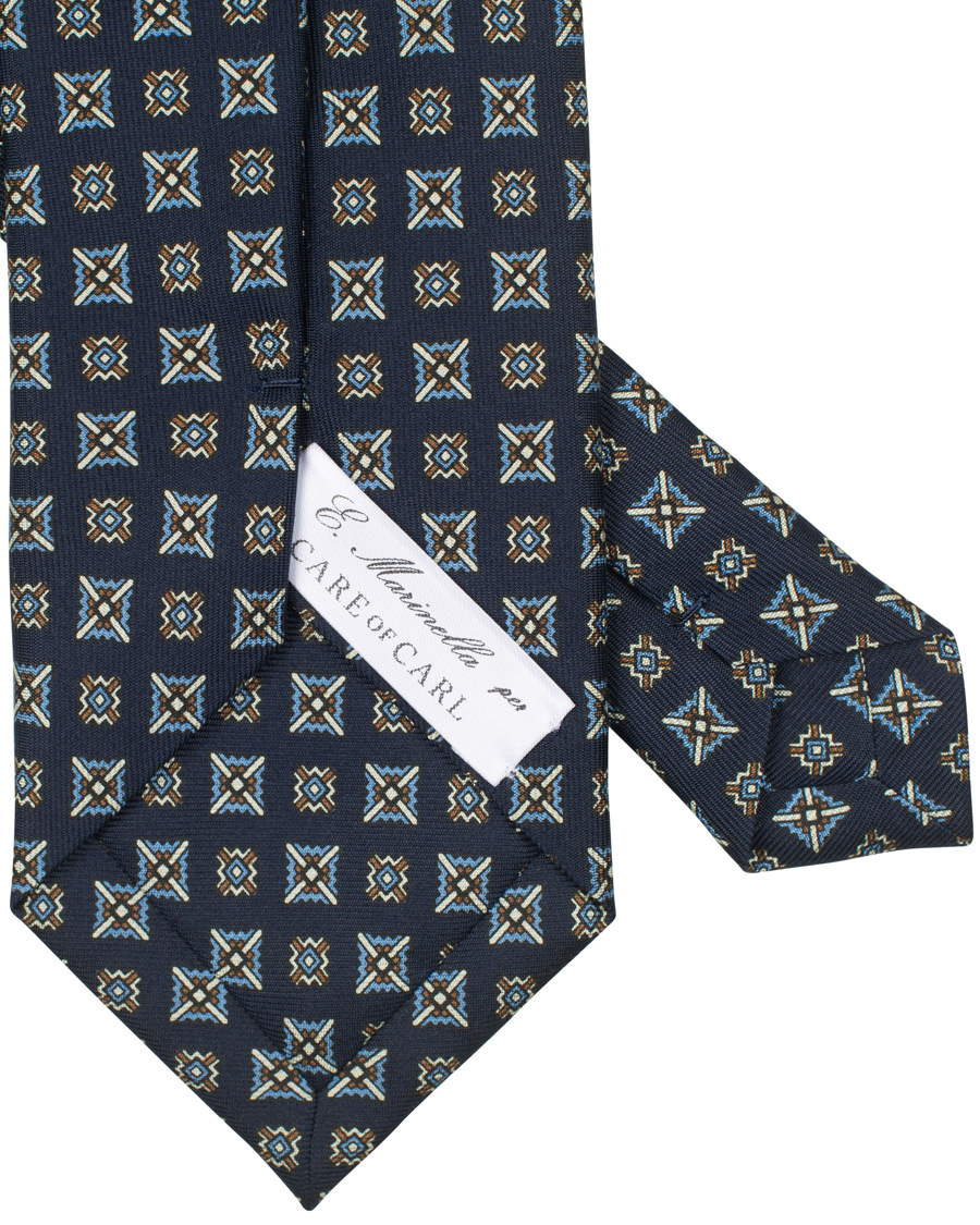 Herre | E. Marinella Printed Silk Tie 8 cm Navy | E. Marinella | Printed Silk Tie 8 cm Navy