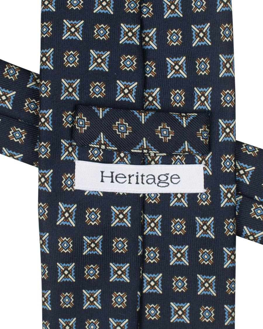 Herre | E. Marinella Printed Silk Tie 8 cm Navy | E. Marinella | Printed Silk Tie 8 cm Navy