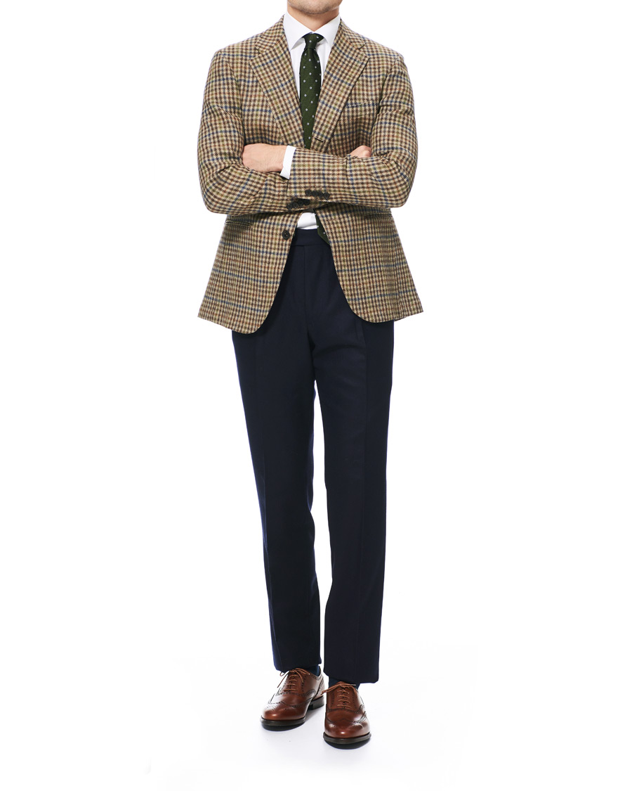 Herre | Dressjakker | Berg&Berg | Dan II Gun Club Check Wool Blazer Brown/Olive