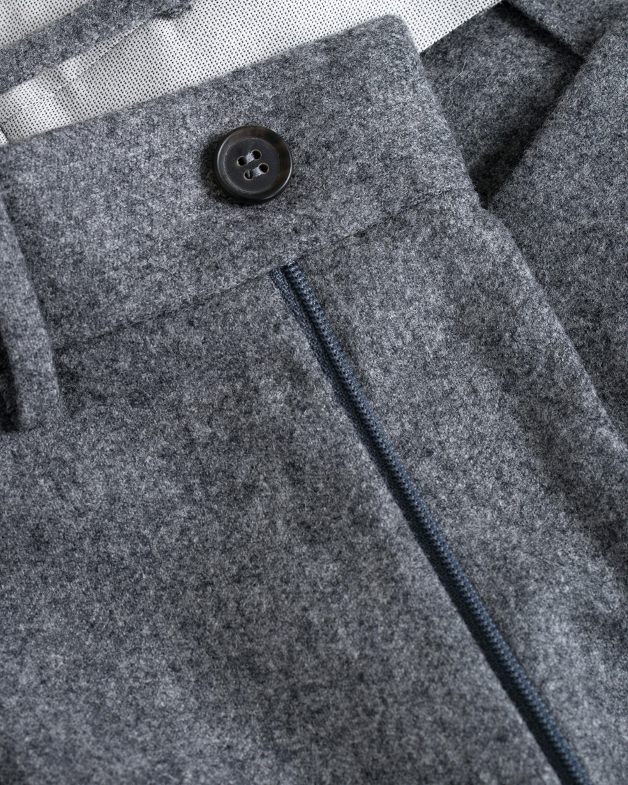 Herre | Bukser | Berg&Berg | Arnold Pleated Side Adjuster Flanell Trousers Mid Grey