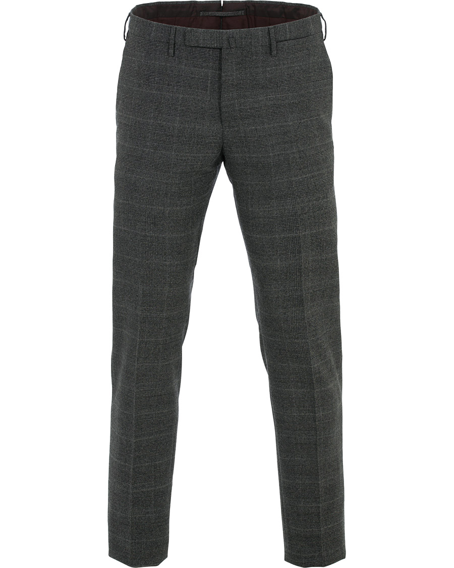 Herre | Bukser | Incotex | Slim Fit Glencheck Wool Trousers Charcoal
