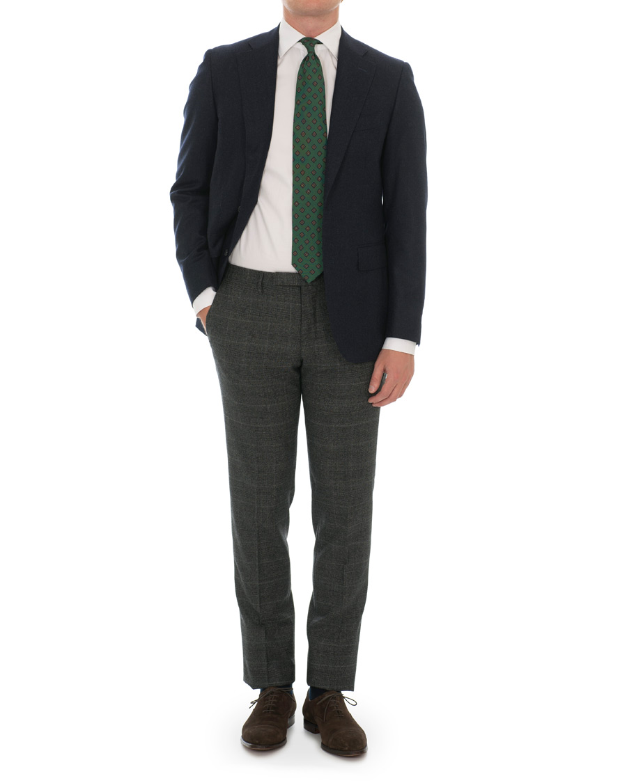 Herre | Bukser | Incotex | Slim Fit Glencheck Wool Trousers Charcoal