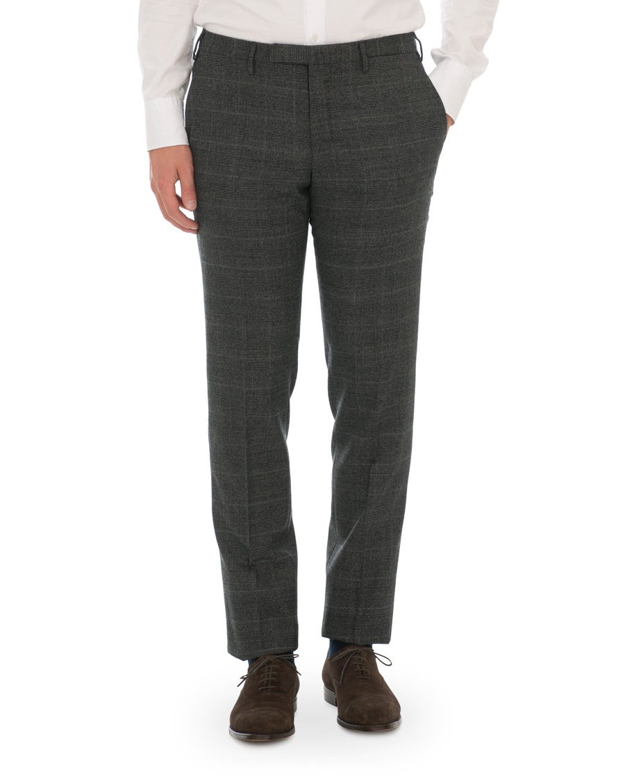 Herre | Bukser | Incotex | Slim Fit Glencheck Wool Trousers Charcoal