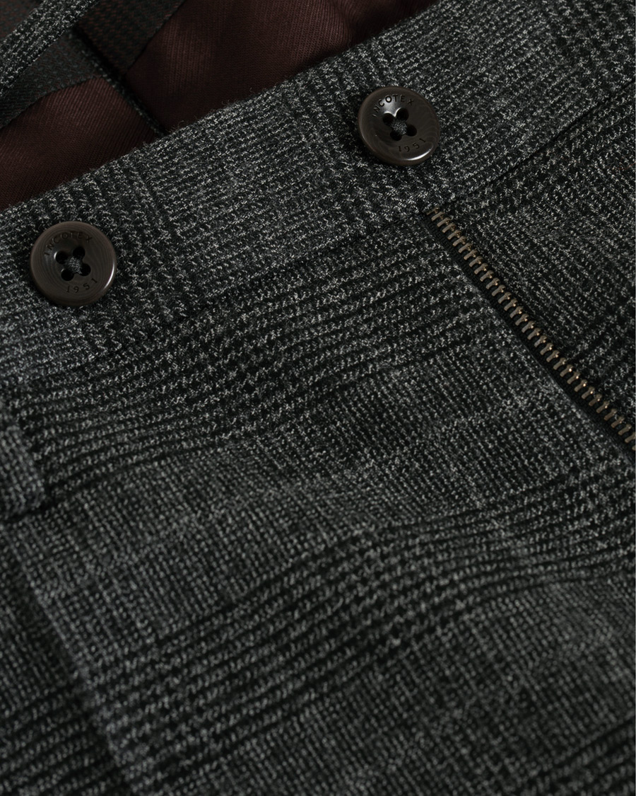 Herre | Bukser | Incotex | Slim Fit Glencheck Wool Trousers Charcoal