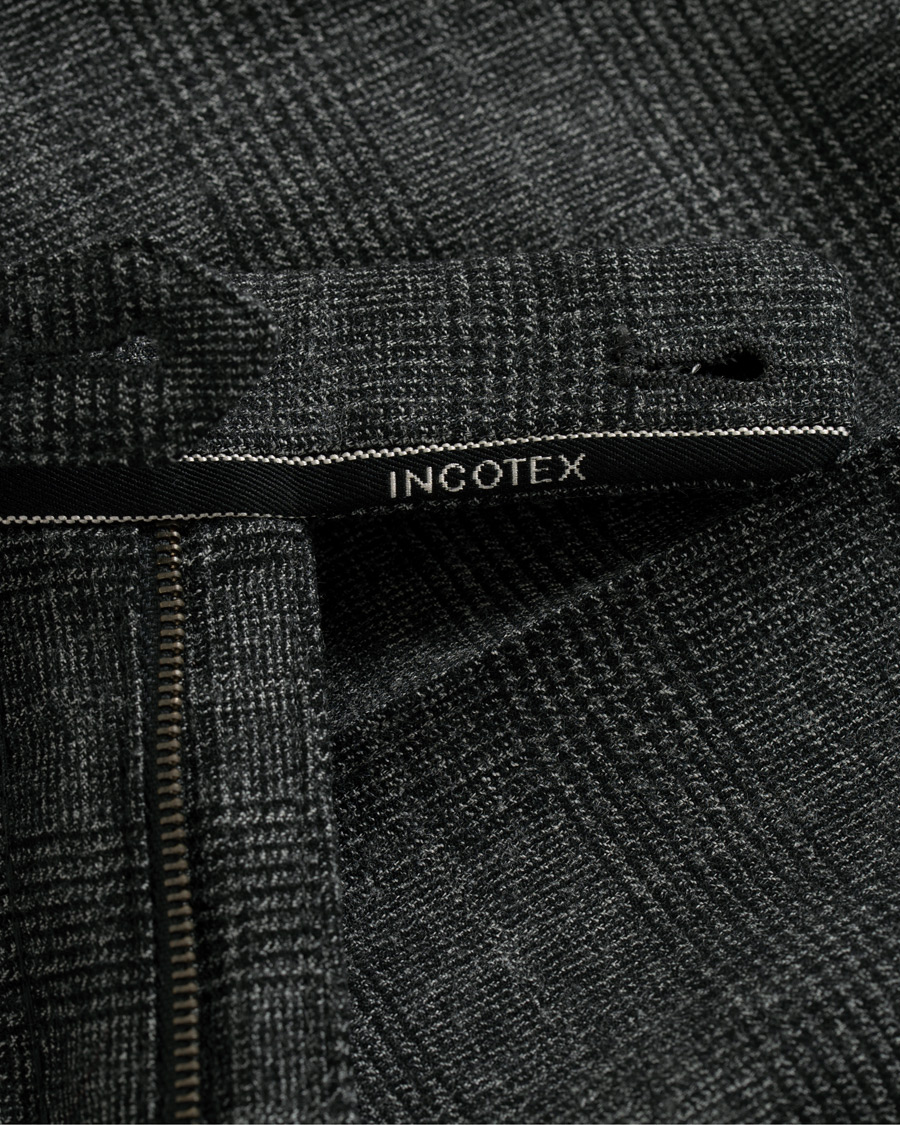 Herre | Bukser | Incotex | Slim Fit Glencheck Wool Trousers Charcoal