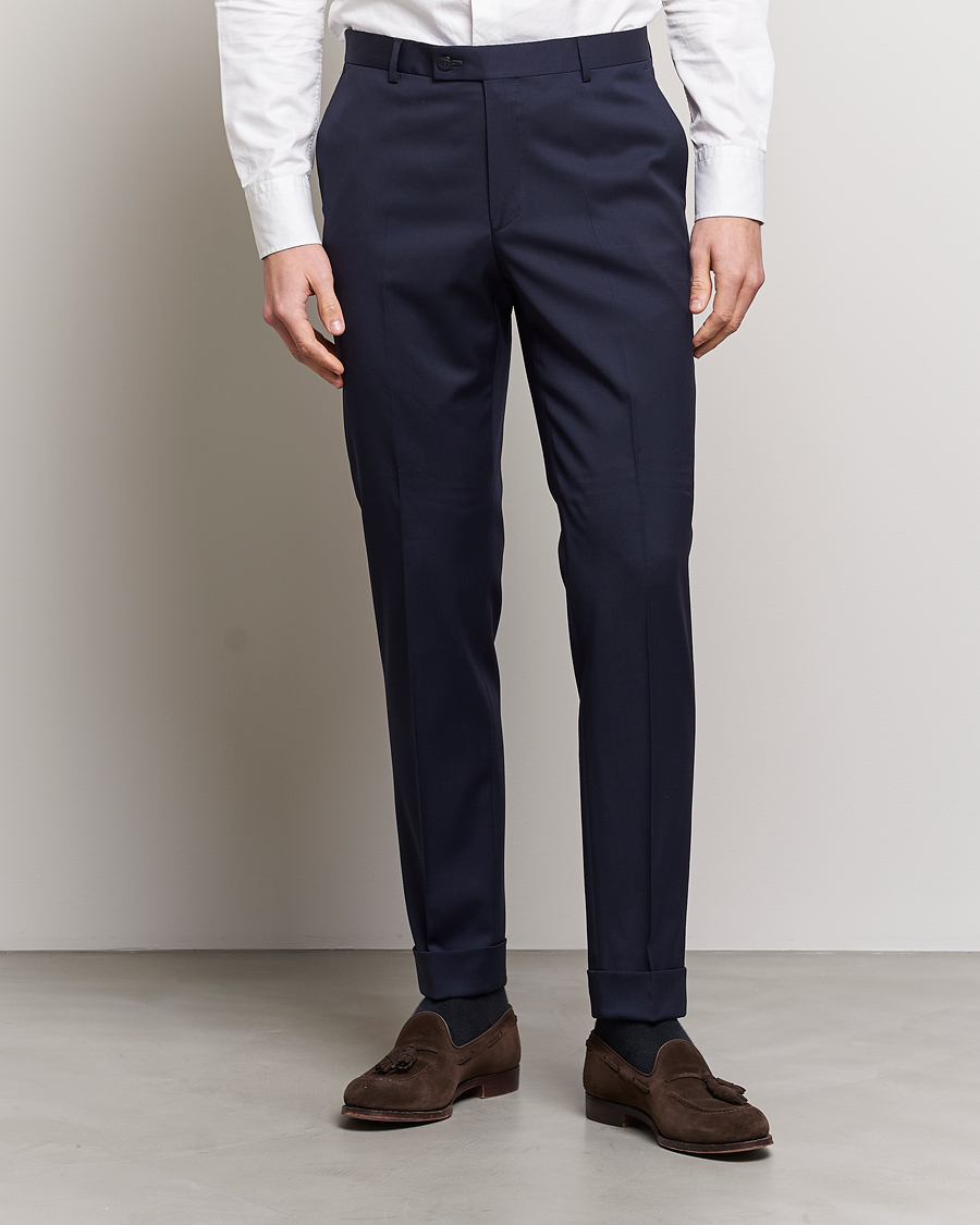 Herre | Bukser | Morris Heritage | Morris Prestige Wool Suit Trousers Navy
