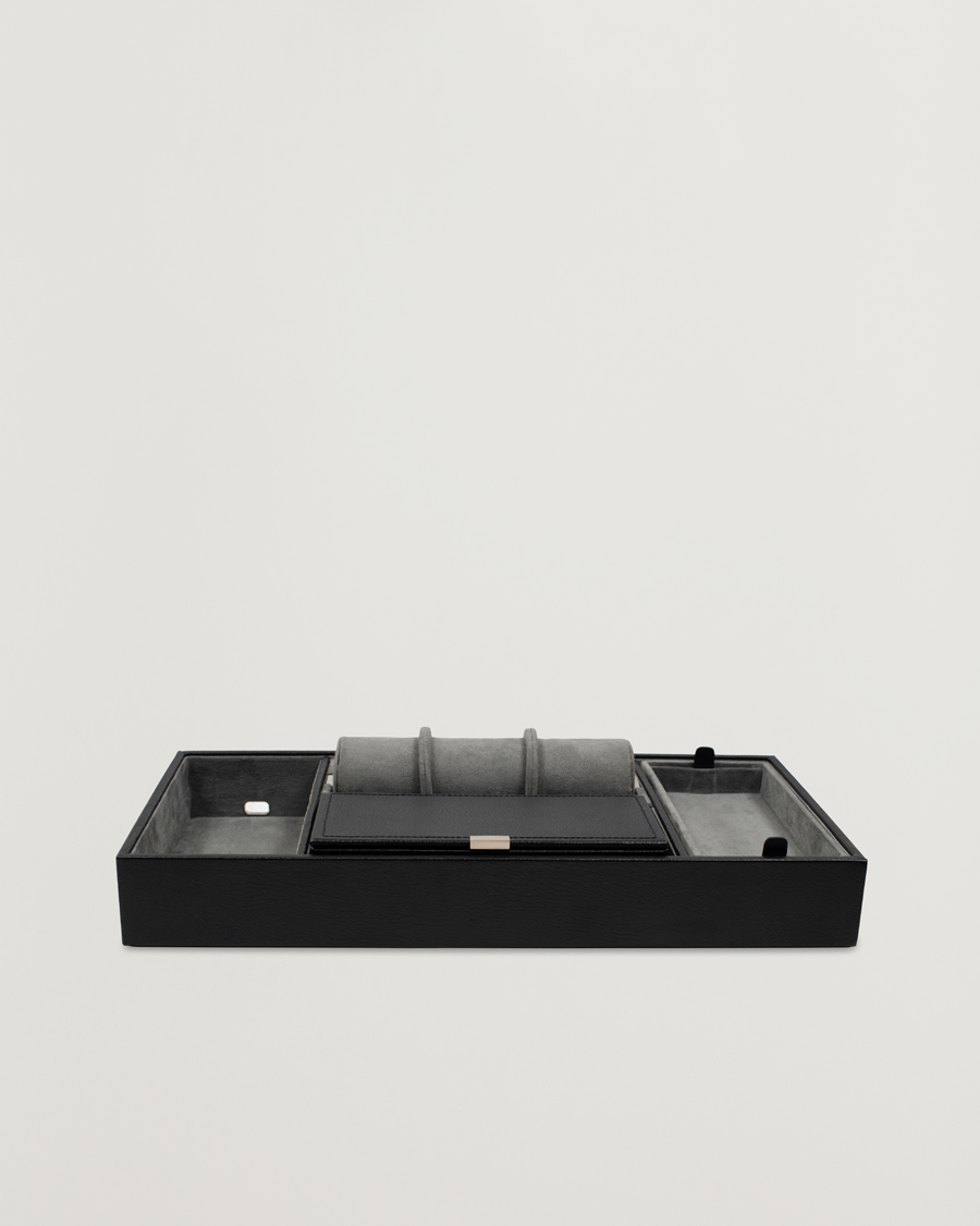 Herre | Klokke- og smykkeskrin | WOLF | Howard Valet Tray with Cuff Black/Grey Pebble