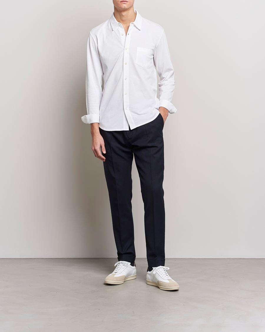 Herre | Skjorter | Sunspel | Long Sleeve Pique Shirt White