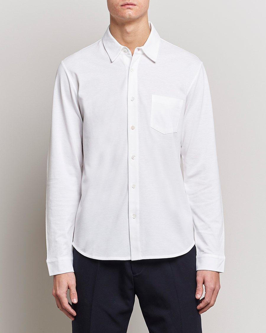 Herre |  | Sunspel | Long Sleeve Pique Shirt White