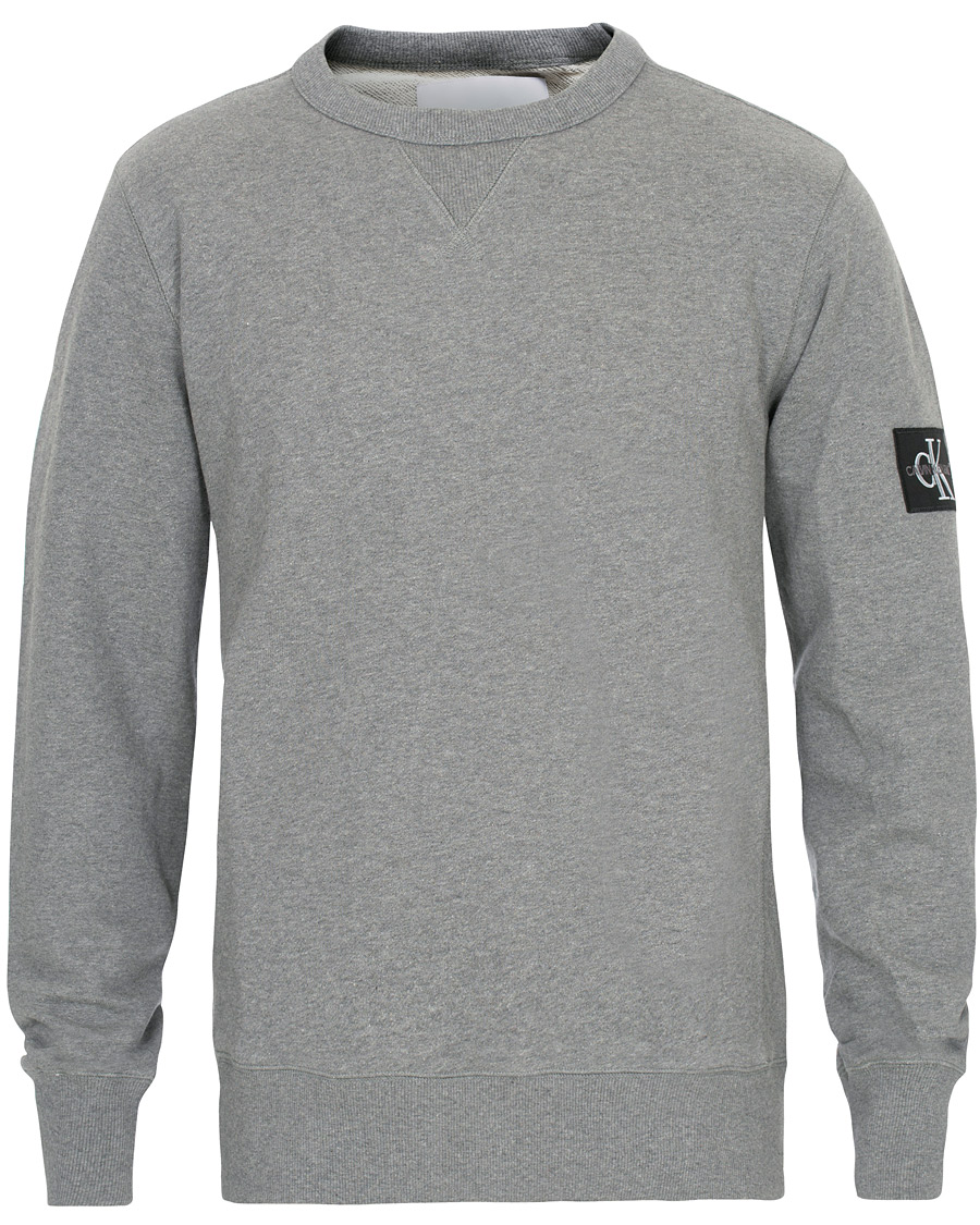 Herre | Gensere | Calvin Klein Jeans | Monogram Sleeve Badge Sweatshirt Mid Grey Heather