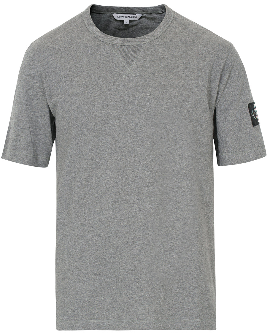 Herre | T-Shirts | Calvin Klein Jeans | Monogram Sleeve Badge Tee Mid Grey Heather