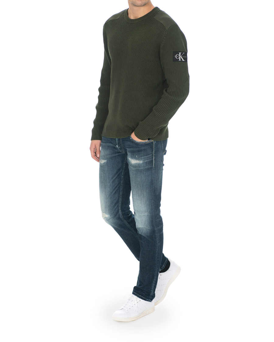 Herre | Gensere | Calvin Klein Jeans | Knitted Monogram Sleeve Badge Crew Neck Deep Depths