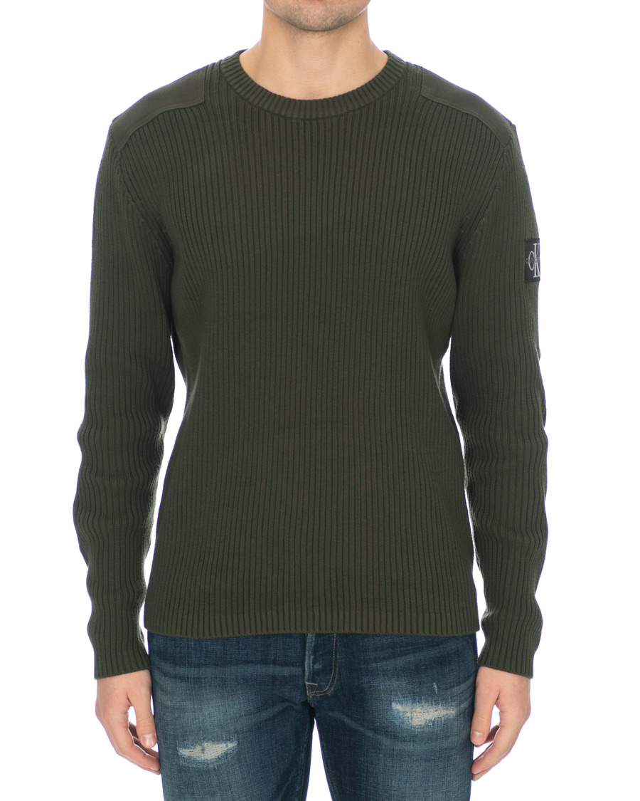 Herre | Gensere | Calvin Klein Jeans | Knitted Monogram Sleeve Badge Crew Neck Deep Depths