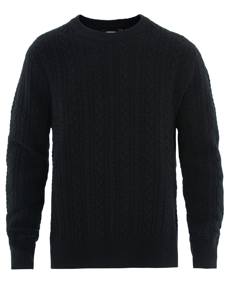 Herre | Gensere | J.Lindeberg | Gregor Soft Cable Crew Neck Black