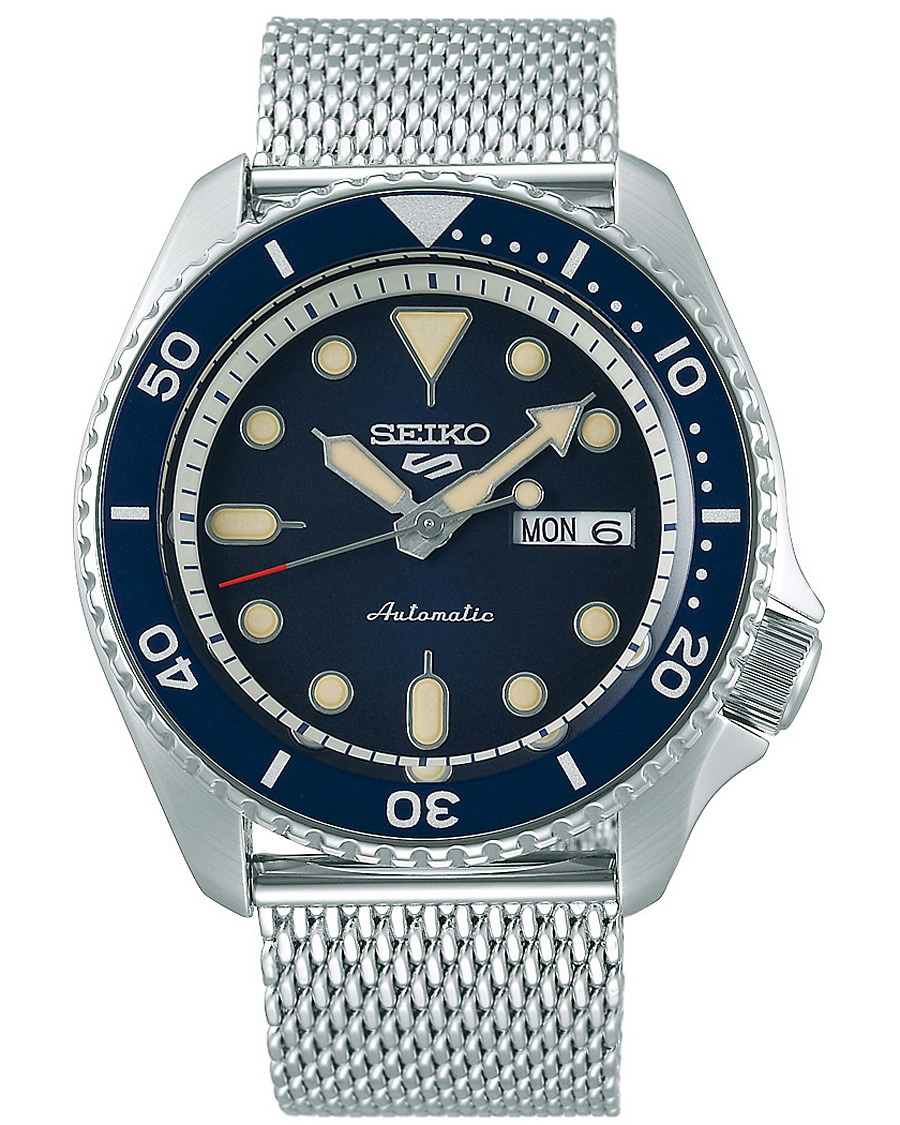 Herre | Seiko 5 Sports Mens 43mm 100m Automatic Steel Mesh/Blue Dial | Seiko | 5 Sports Mens 43mm 100m Automatic Steel Mesh/Blue Dial
