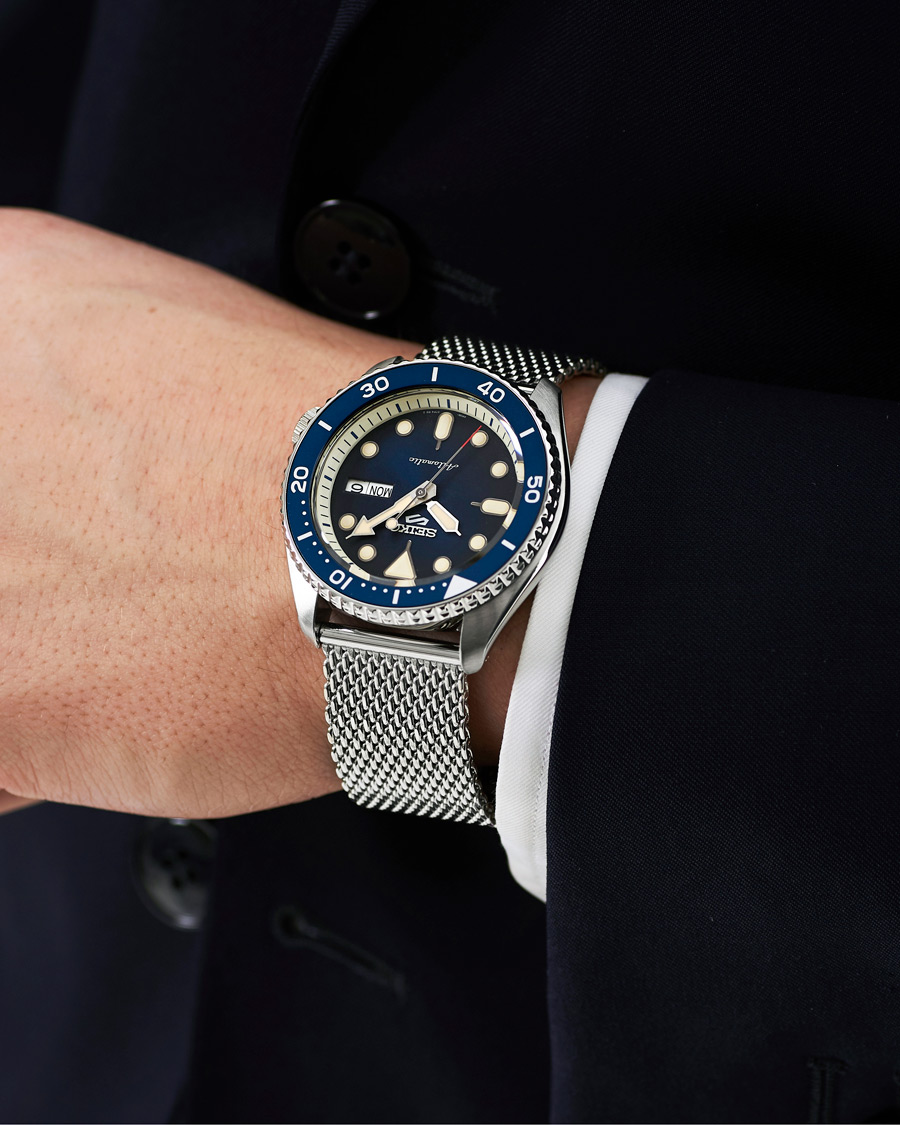 Herre | Seiko 5 Sports Mens 43mm 100m Automatic Steel Mesh/Blue Dial | Seiko | 5 Sports Mens 43mm 100m Automatic Steel Mesh/Blue Dial
