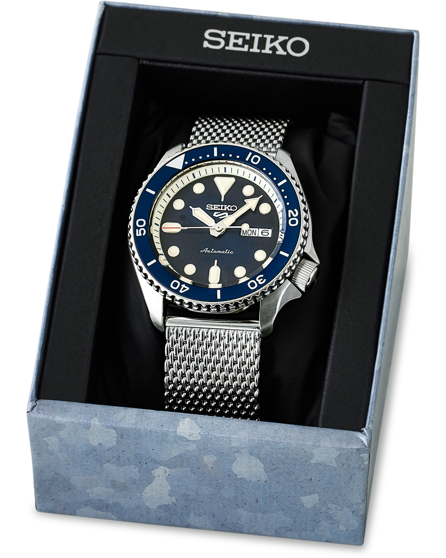 Herre | Seiko 5 Sports Mens 43mm 100m Automatic Steel Mesh/Blue Dial | Seiko | 5 Sports Mens 43mm 100m Automatic Steel Mesh/Blue Dial