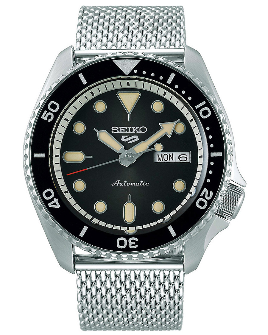 Herre | Seiko 5 Sports Mens 43mm 100m Automatic Steel Mesh/Black Dial | Seiko | 5 Sports Mens 43mm 100m Automatic Steel Mesh/Black Dial