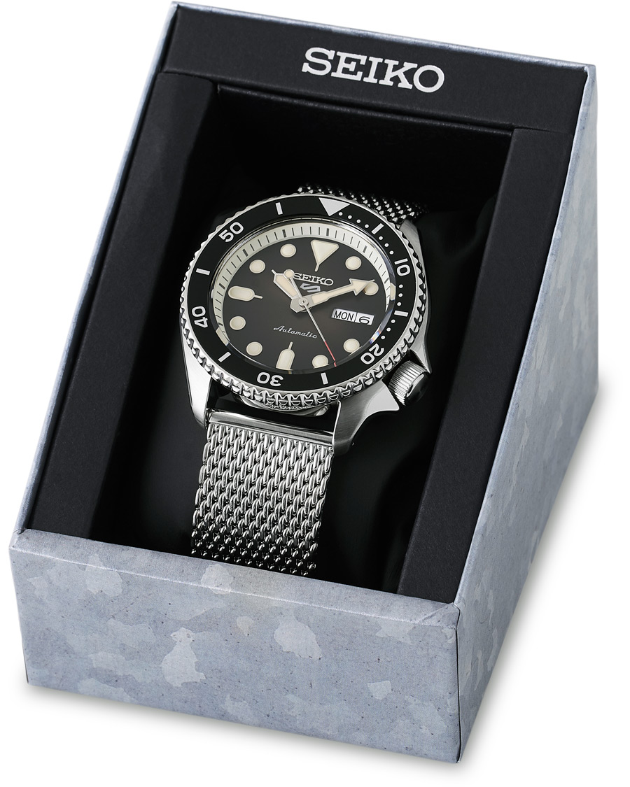 Herre | Seiko 5 Sports Mens 43mm 100m Automatic Steel Mesh/Black Dial | Seiko | 5 Sports Mens 43mm 100m Automatic Steel Mesh/Black Dial