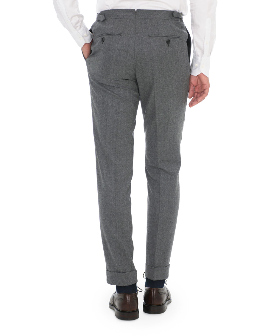 Herre | Bukser | Morris Heritage | Carl Double Pleated Flannel Trousers Grey 46