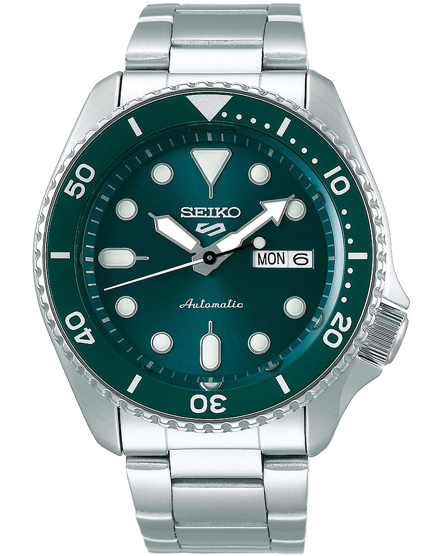 Herre | Seiko 5 Sports Mens 43mm 100m Automatic Steel/Green Dial | Seiko | 5 Sports Mens 43mm 100m Automatic Steel/Green Dial