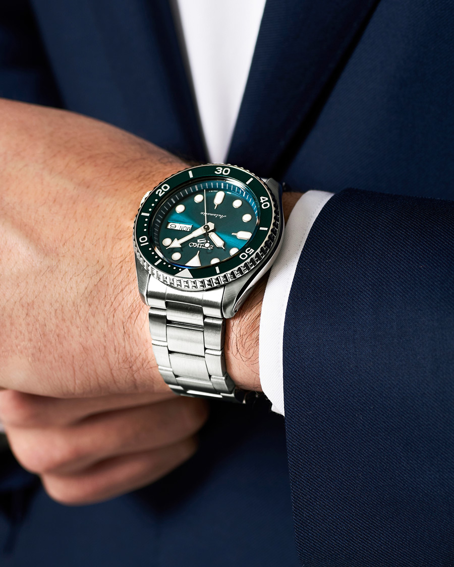 Herre | Seiko 5 Sports Mens 43mm 100m Automatic Steel/Green Dial | Seiko | 5 Sports Mens 43mm 100m Automatic Steel/Green Dial