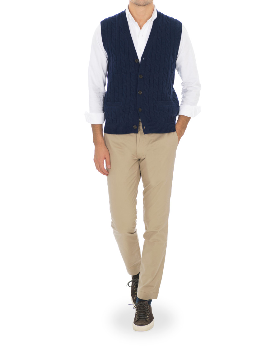 Herre | Gensere | Polo Ralph Lauren | Cotton Cashmere Cable Slipover Newport Navy