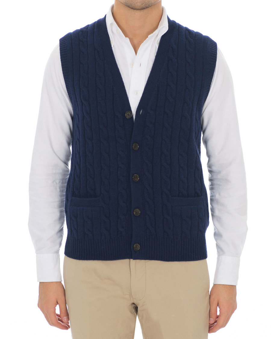 Herre | Gensere | Polo Ralph Lauren | Cotton Cashmere Cable Slipover Newport Navy