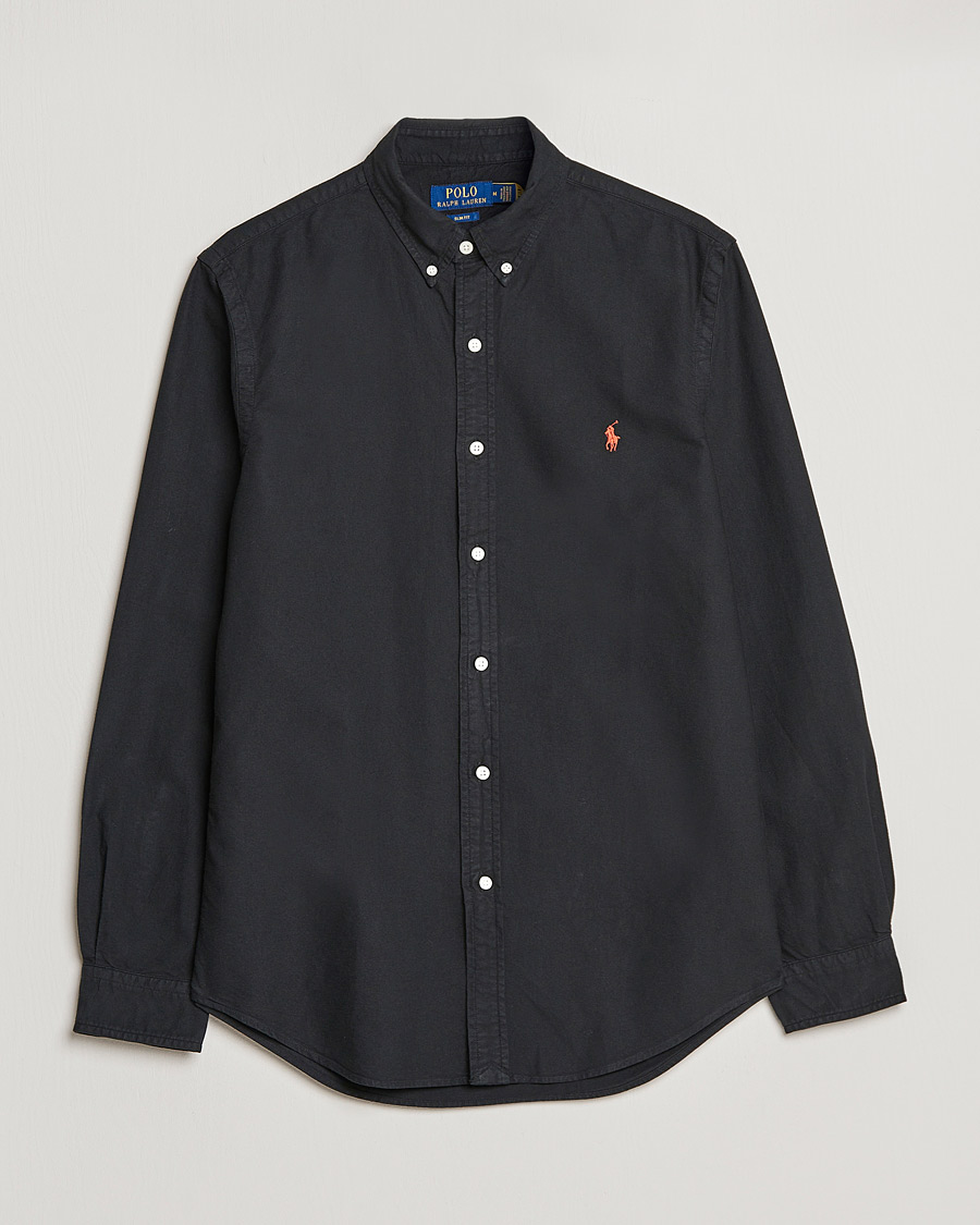 Herre |  | Polo Ralph Lauren | Slim Fit Garment Dyed Oxford Shirt Polo Black