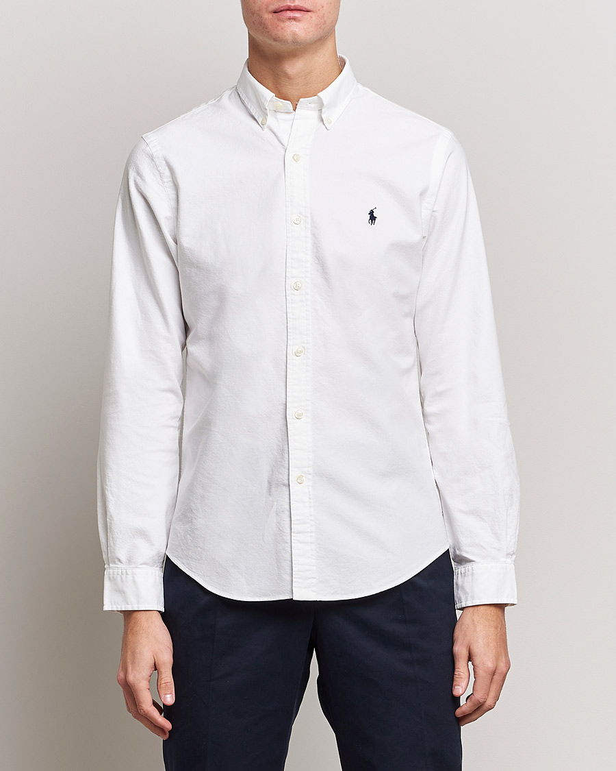 Herre | The Classics of Tomorrow | Polo Ralph Lauren | Slim Fit Garment Dyed Oxford Shirt White