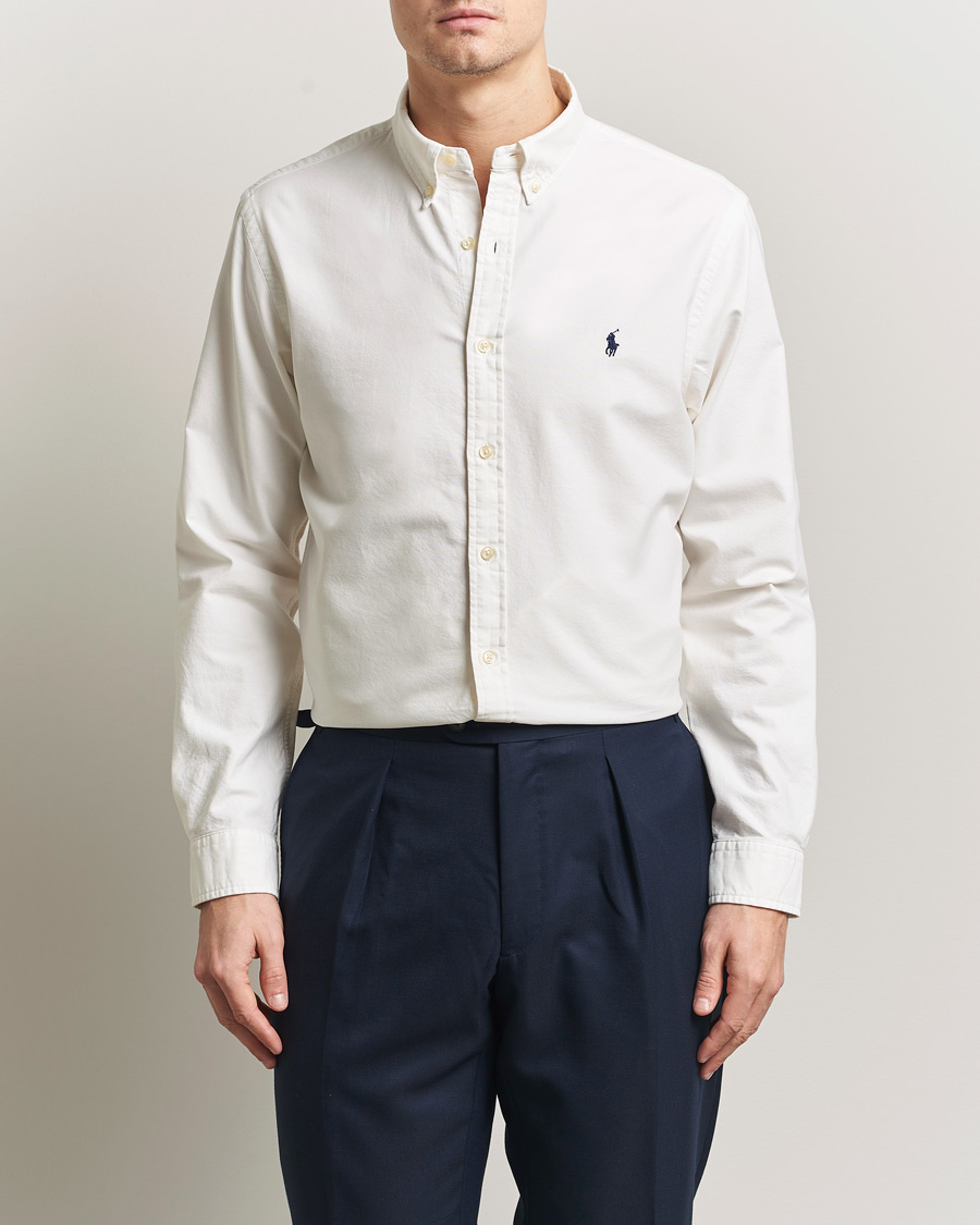 Herre | Skjorter | Polo Ralph Lauren | Slim Fit Garment Dyed Oxford Shirt White