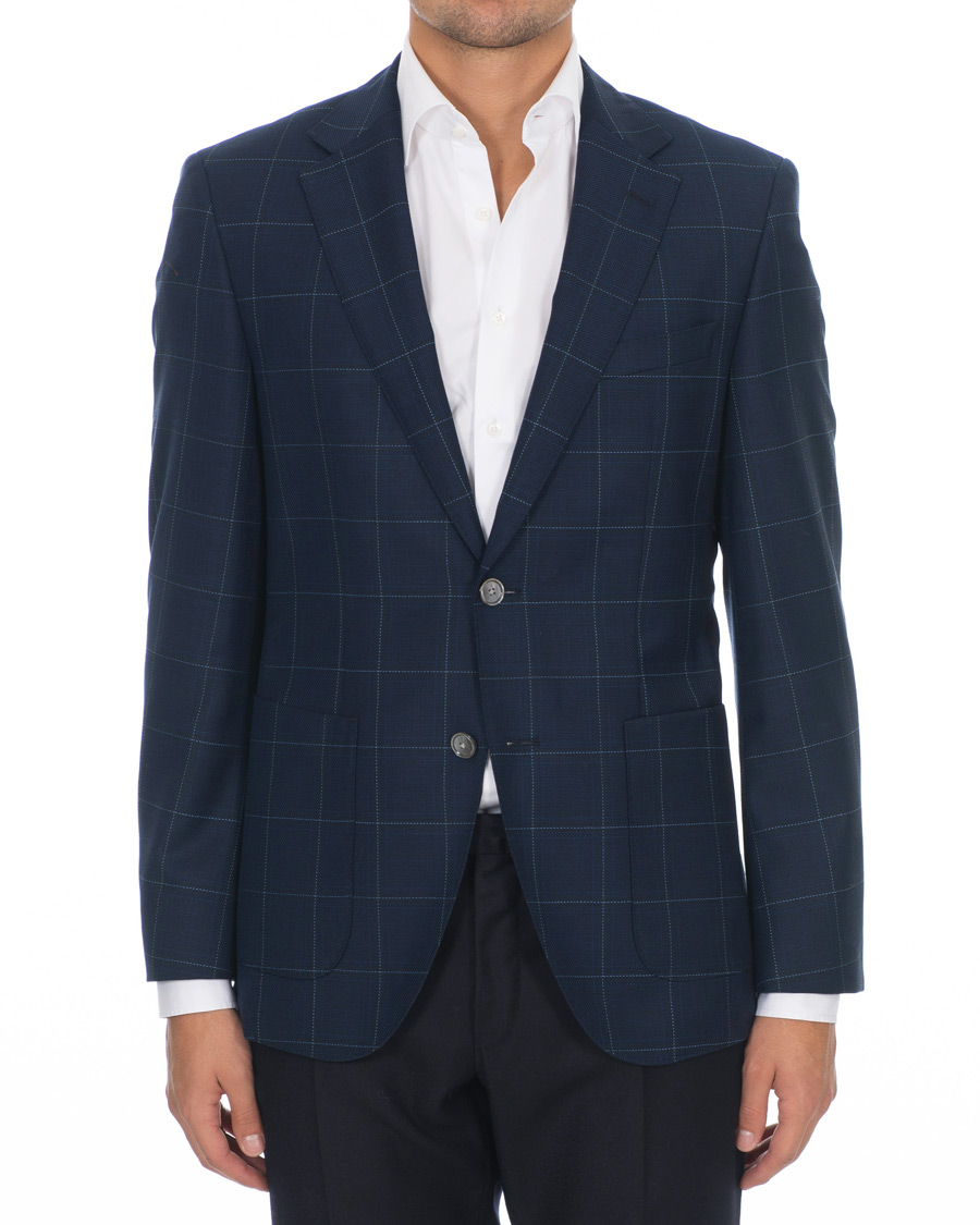 Herre | Dressjakker | BOSS BLACK | BOSS Janson Check Blazer Dark Blue