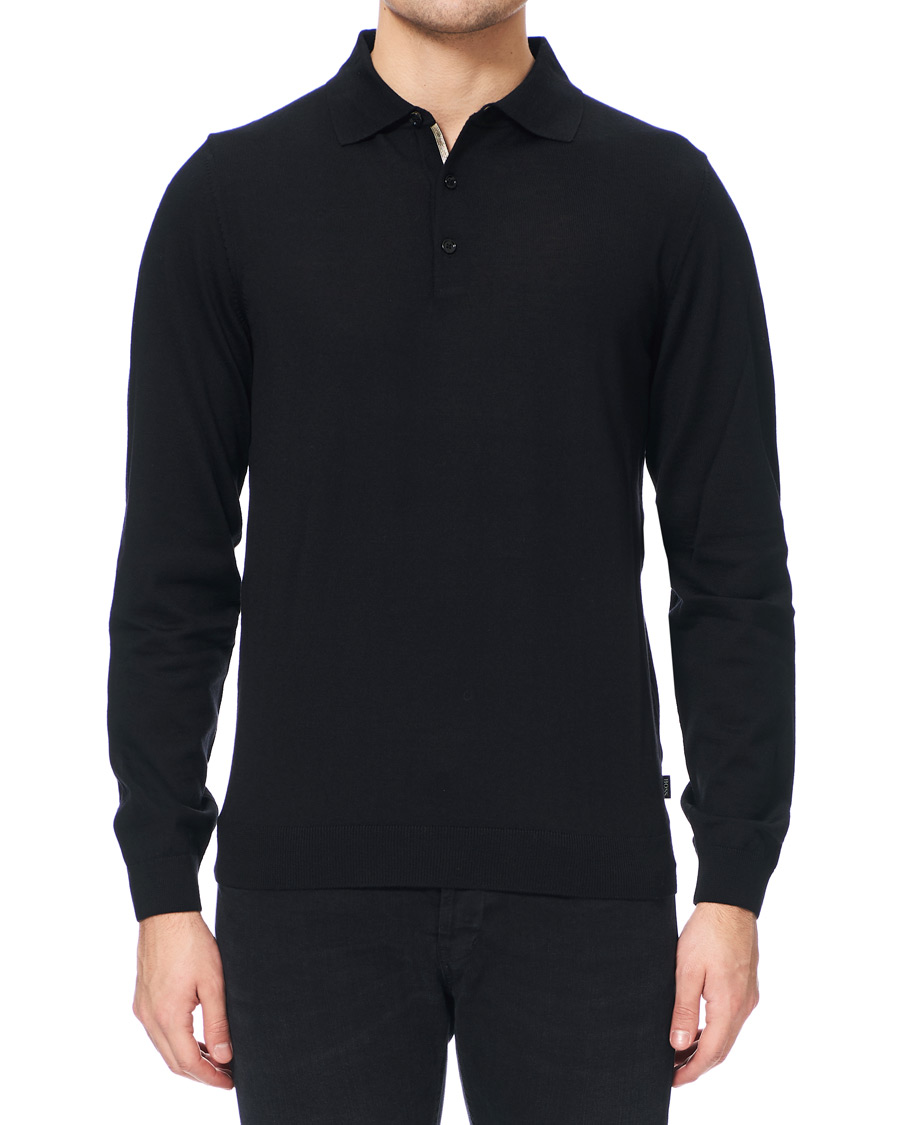 Herre | Gensere | BOSS BLACK | BOSS Grayson Extra Fine Merino Knitted Poloshirt Black