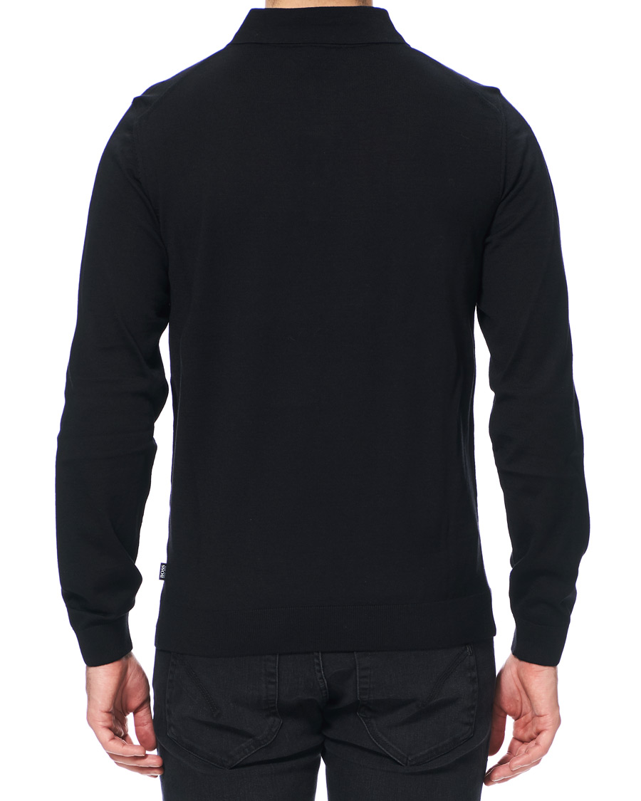 Herre | Gensere | BOSS BLACK | BOSS Grayson Extra Fine Merino Knitted Poloshirt Black