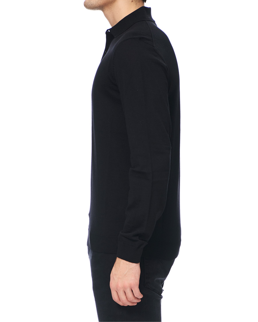 Herre | Gensere | BOSS BLACK | BOSS Grayson Extra Fine Merino Knitted Poloshirt Black