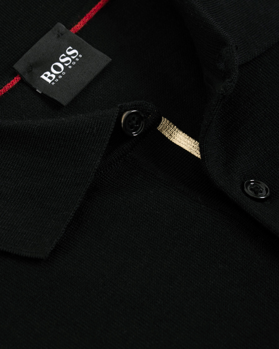Herre | Gensere | BOSS BLACK | BOSS Grayson Extra Fine Merino Knitted Poloshirt Black