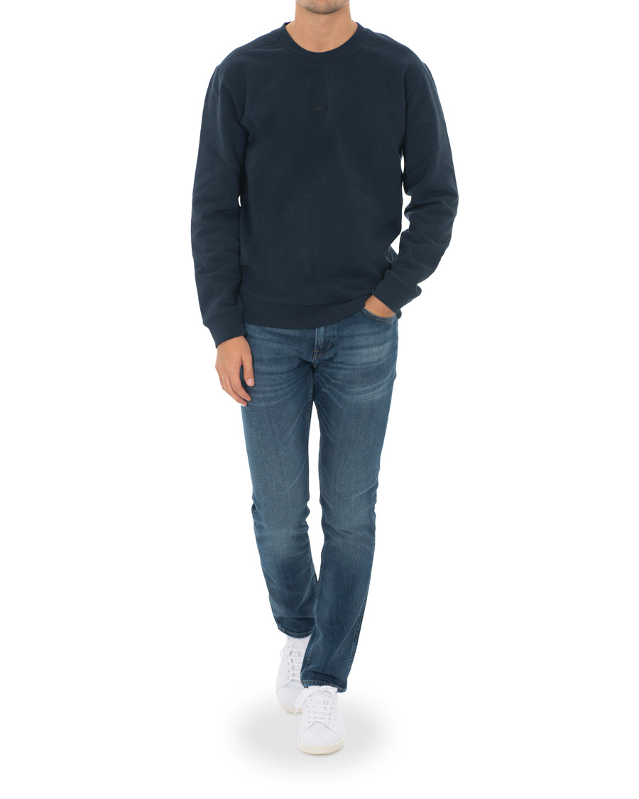 Herre | Gensere | BOSS ORANGE | BOSS Casual Weevo Logo Crew Neck Sweatshirt Dark Blue