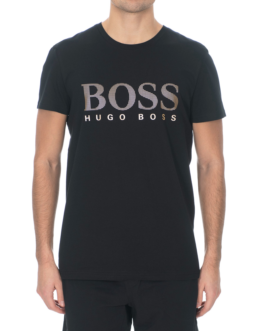 Herre | T-Shirts | BOSS BLACK | BOSS Logo Crew Neck Tee Black/Gold