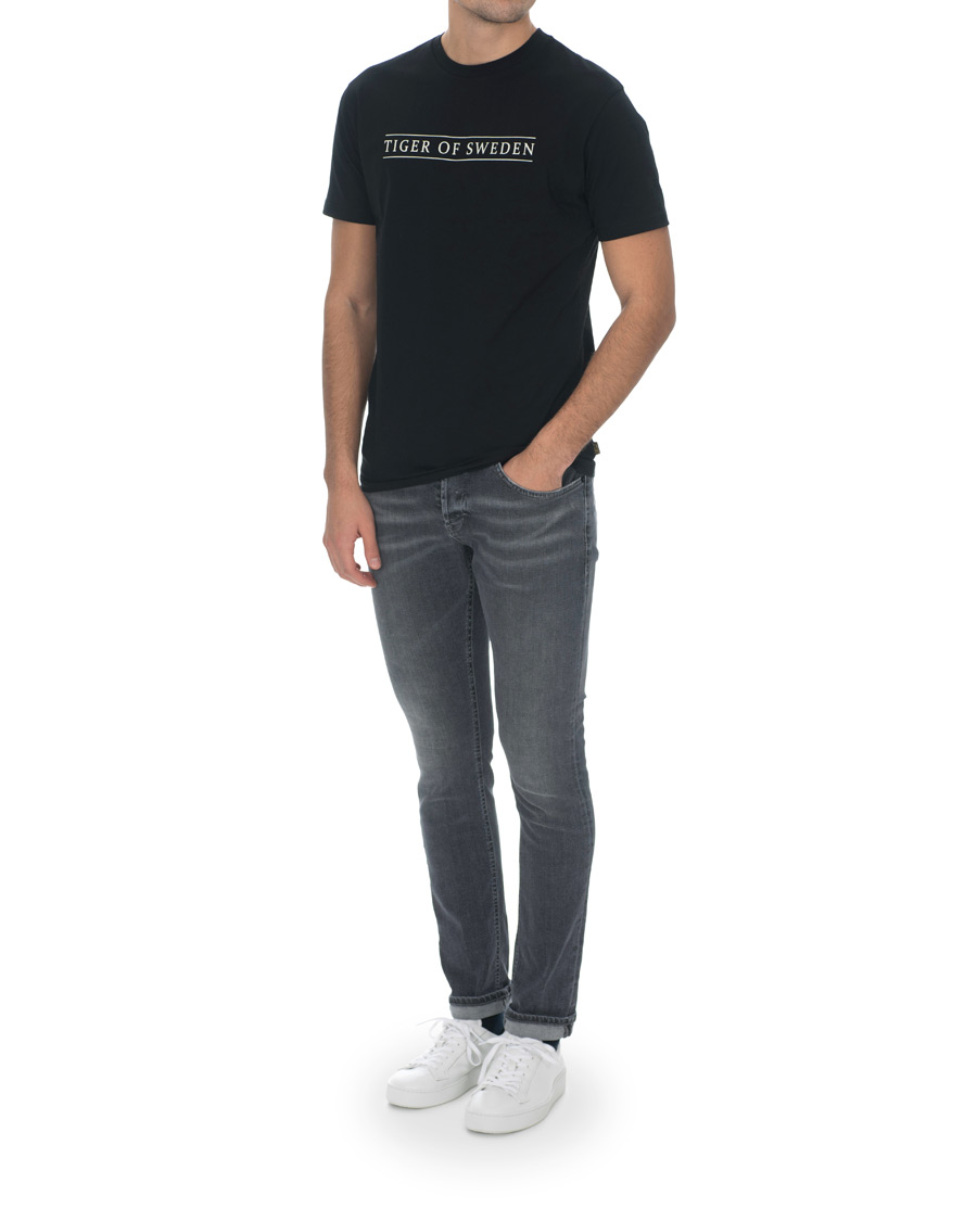 Herre | T-Shirts | Tiger of Sweden Jeans | Fleek Printed Crew Neck Tee Black