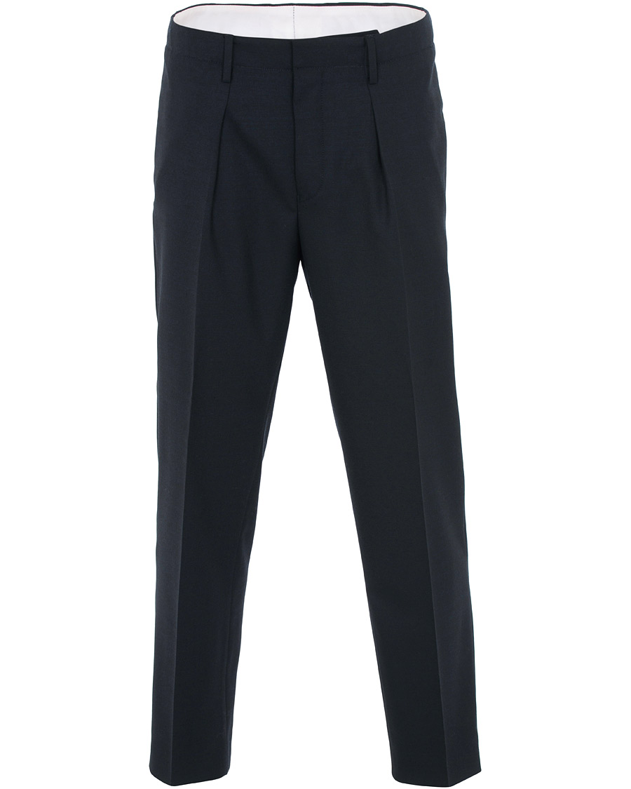 Herre | Bukser | Tiger of Sweden | Tarine Cropt Pleated Trousers Navy