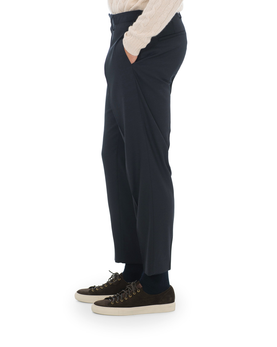 Herre | Bukser | Tiger of Sweden | Tarine Cropt Pleated Trousers Navy