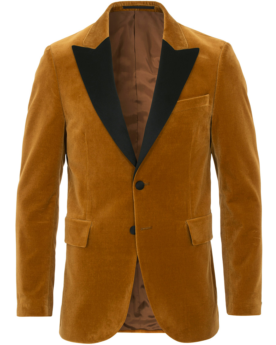 Herre | Dressjakker | Tiger of Sweden | 1903 Velvet Tuxedo Blazer Mustard
