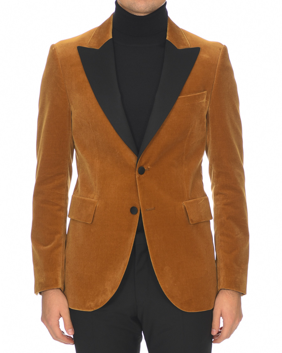 Herre | Dressjakker | Tiger of Sweden | 1903 Velvet Tuxedo Blazer Mustard