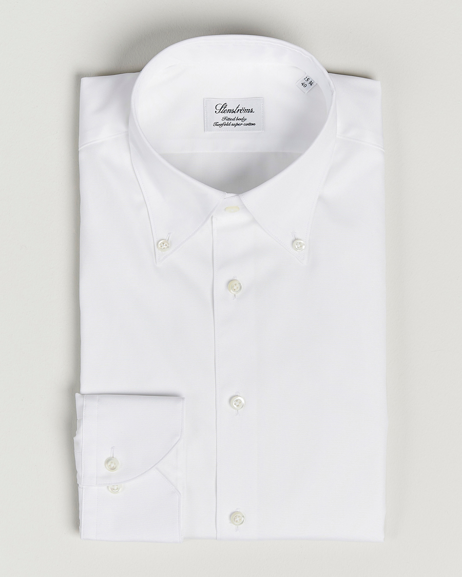 Herre | Skjorter | Stenströms | Fitted Body Button Down Shirt White