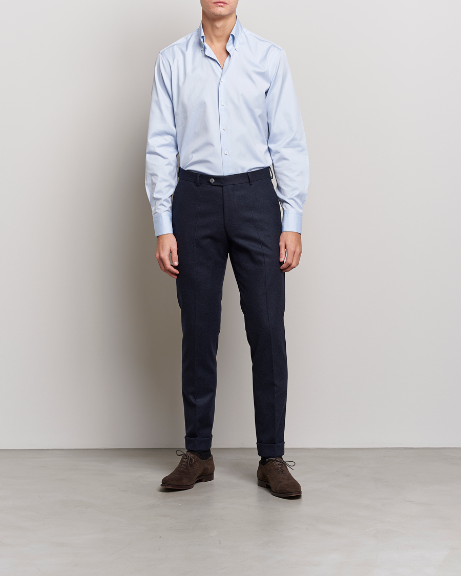 Herre | Business & Beyond | Stenströms | Fitted Body Button Down Shirt Light Blue