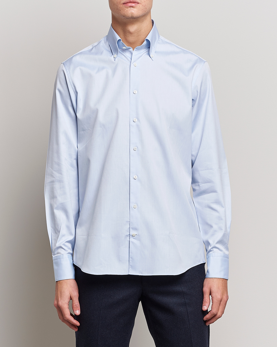 Herre | Skjorter | Stenströms | Fitted Body Button Down Shirt Light Blue