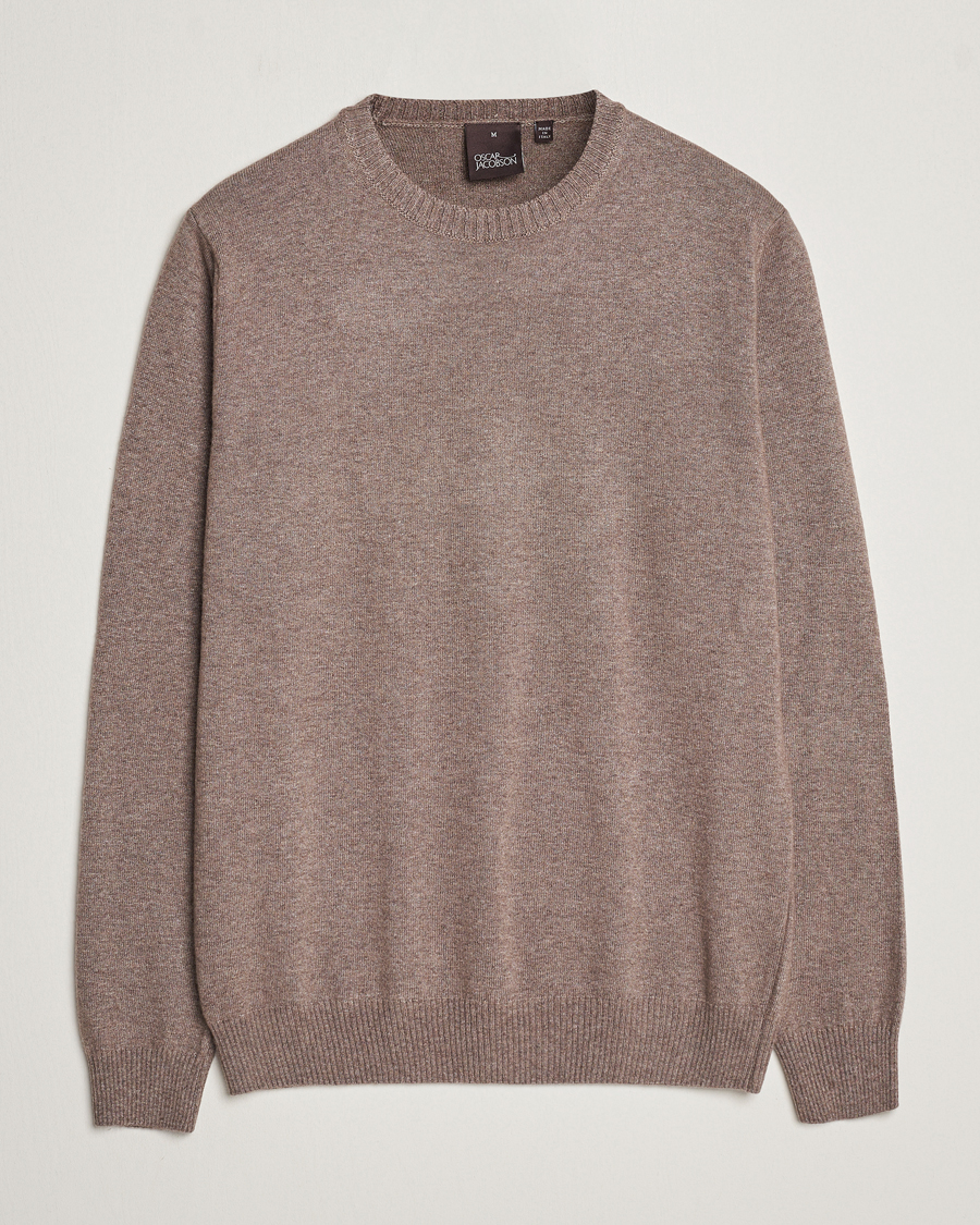Herre | Gensere | Oscar Jacobson | Valter Wool/Cashmere Round Neck Light Brown