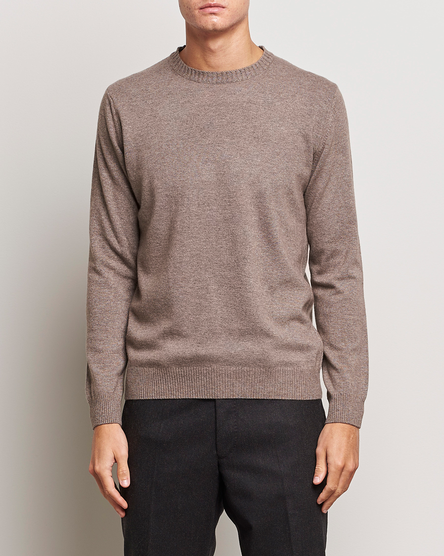 Herre | Gensere | Oscar Jacobson | Valter Wool/Cashmere Round Neck Light Brown