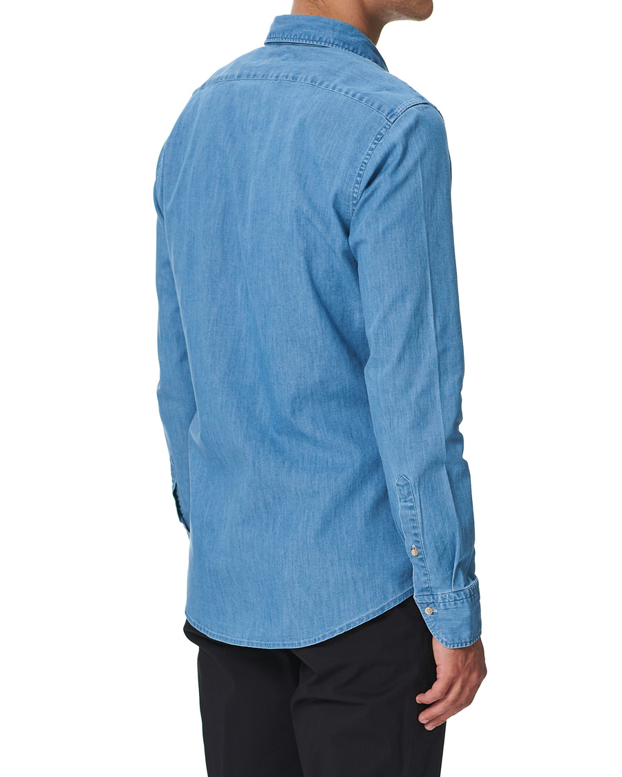 Herre | Skjorter | Stenströms | Slimline Garment Washed Shirt Light Denim