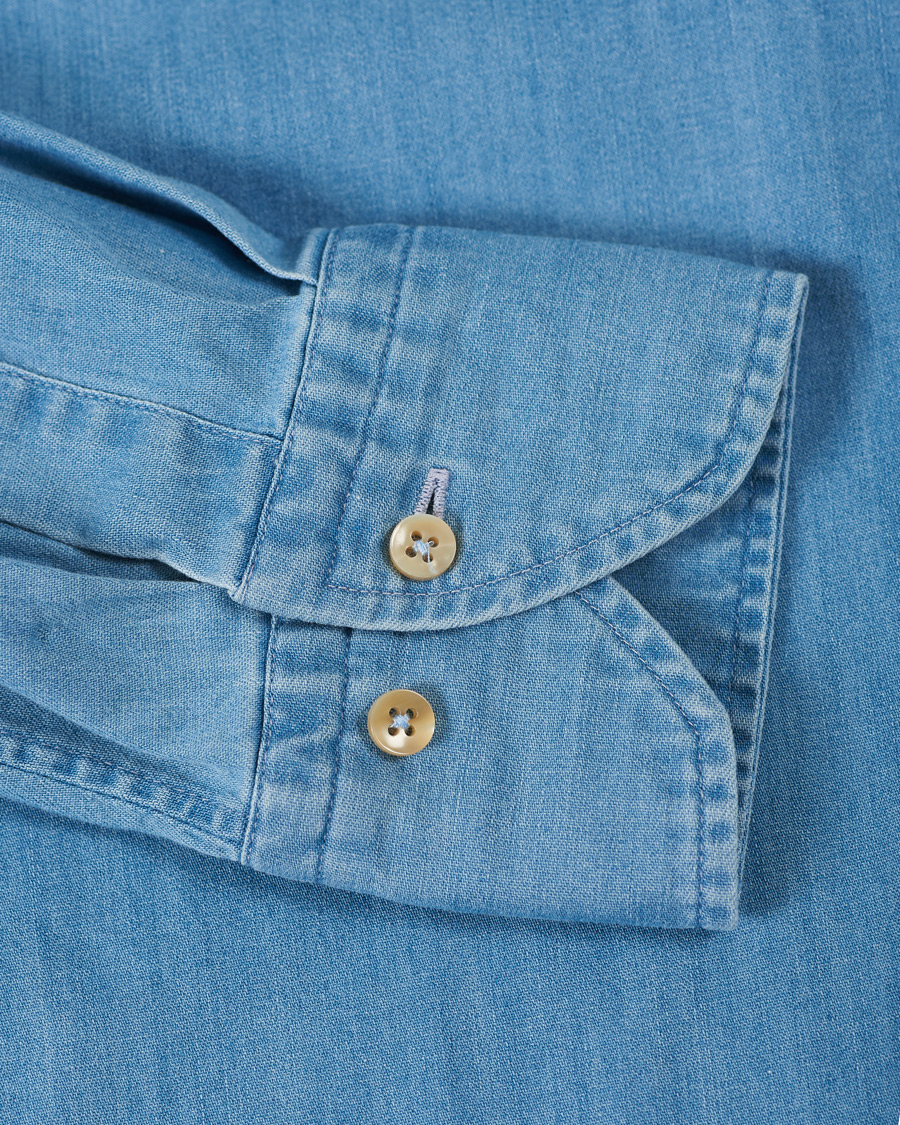 Herre | Skjorter | Stenströms | Slimline Garment Washed Shirt Light Denim